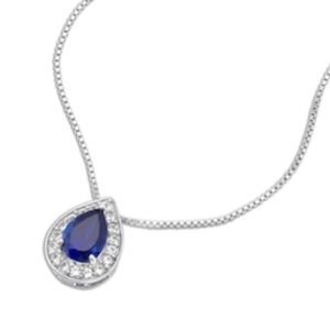 Kay Teardrop Sapphire Pendant Necklace with Box